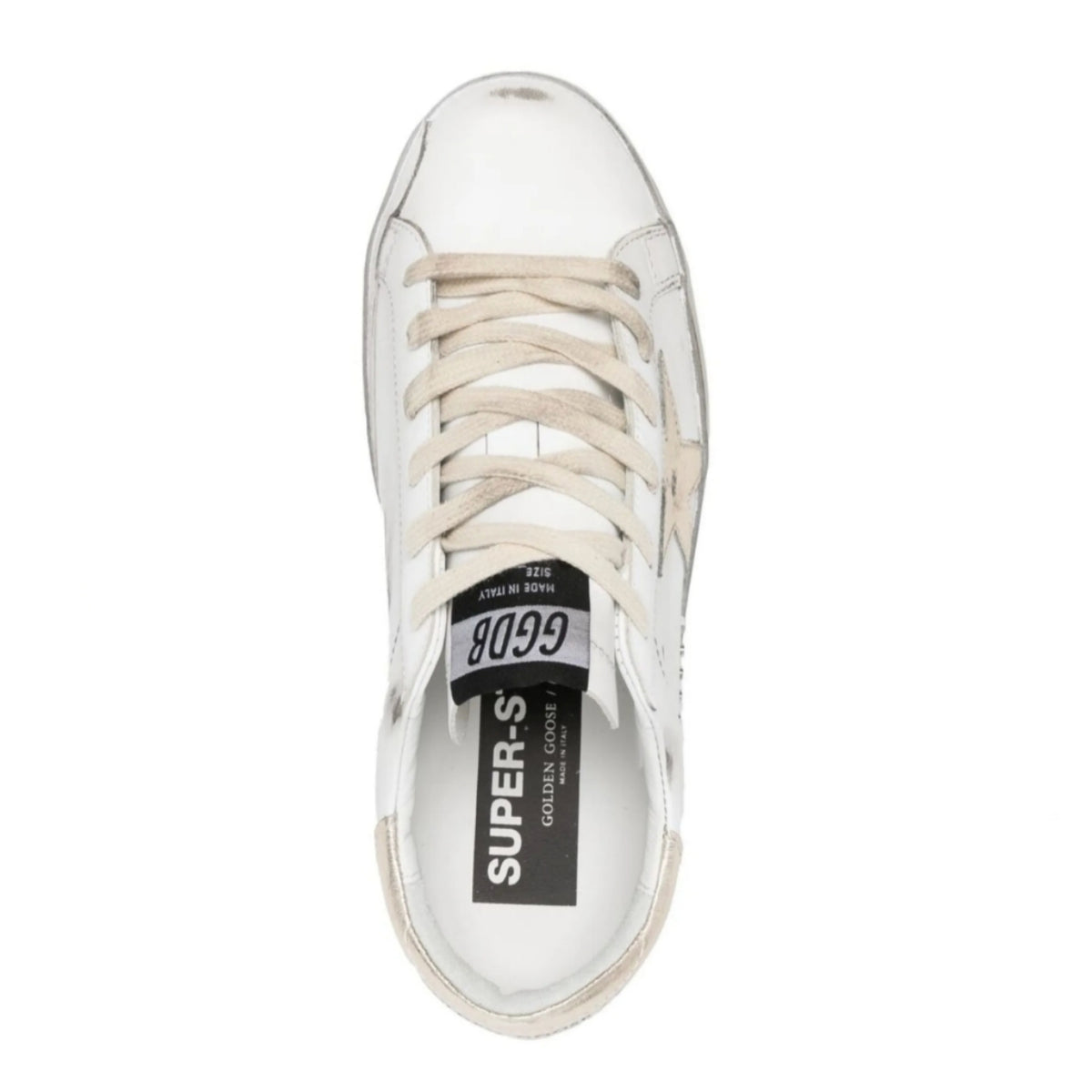Golden Goose Women's Super-Star with gold sparkle foxing and metal stud lettering