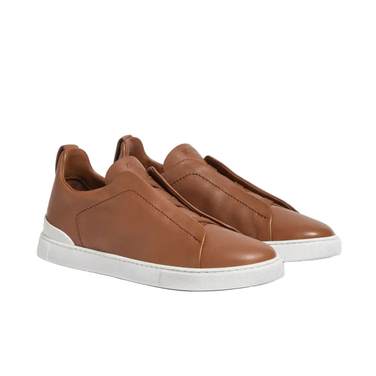 ZEGNA triple stitch leather sneakers