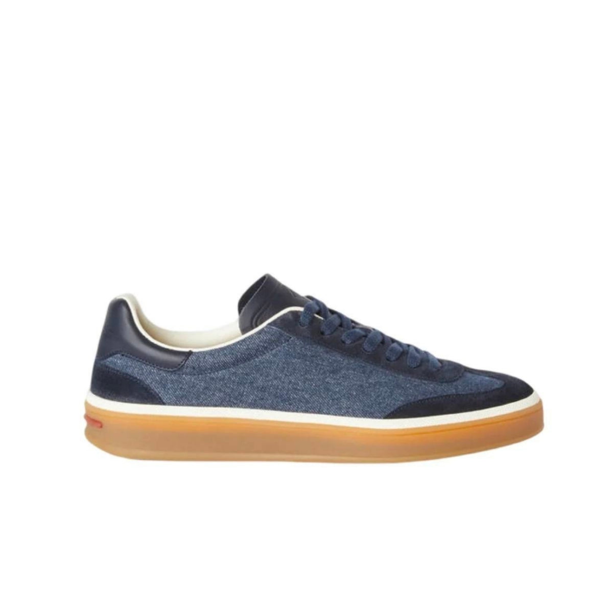 Loro Piana Tennis Walk suede-trimmed denim sneakers