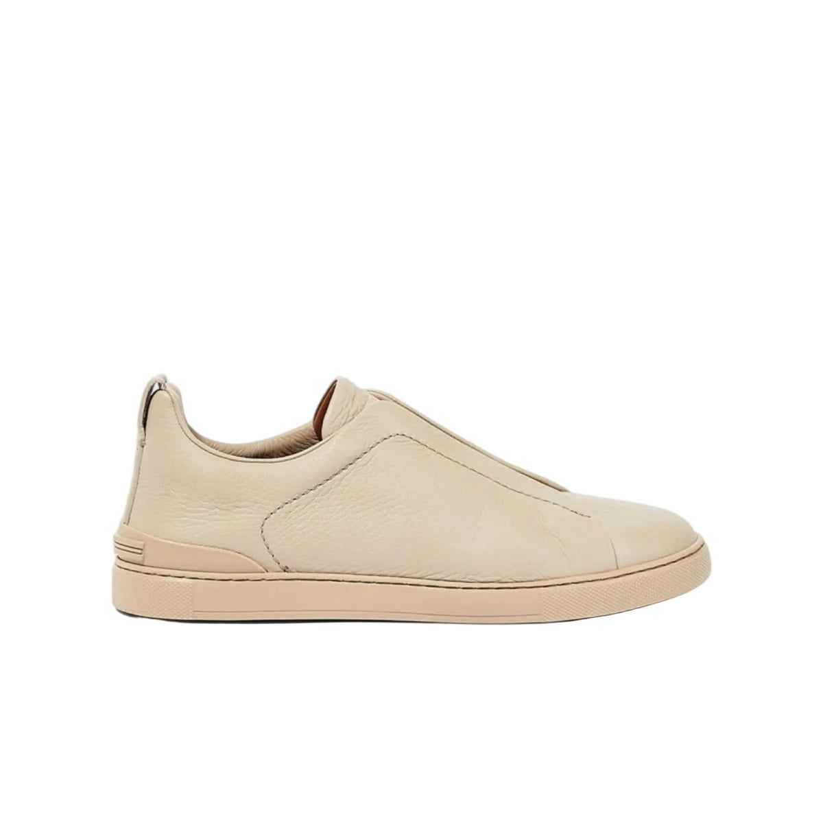 Zegna Beige Deerskin Triple Stitch Sneakers
