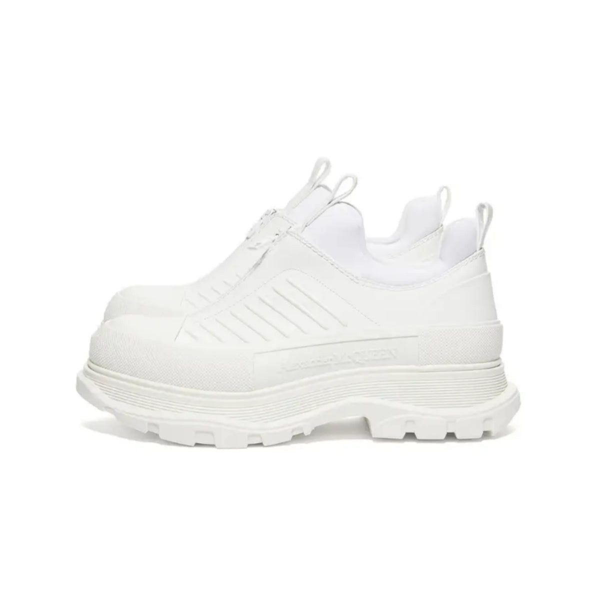 Alexander McQueen White Leather Tread Slick Moto Sneakers