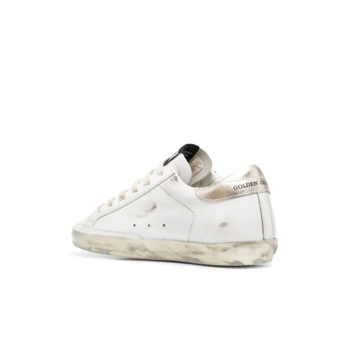 Golden Goose Women's Super-Star with gold sparkle foxing and metal stud lettering