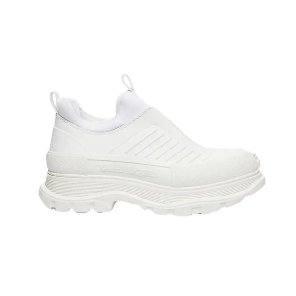 Alexander McQueen White Leather Tread Slick Moto Sneakers