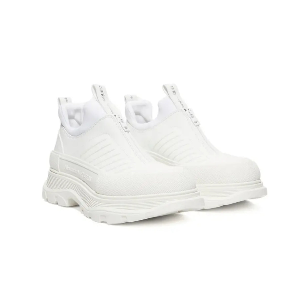 Alexander McQueen White Leather Tread Slick Moto Sneakers