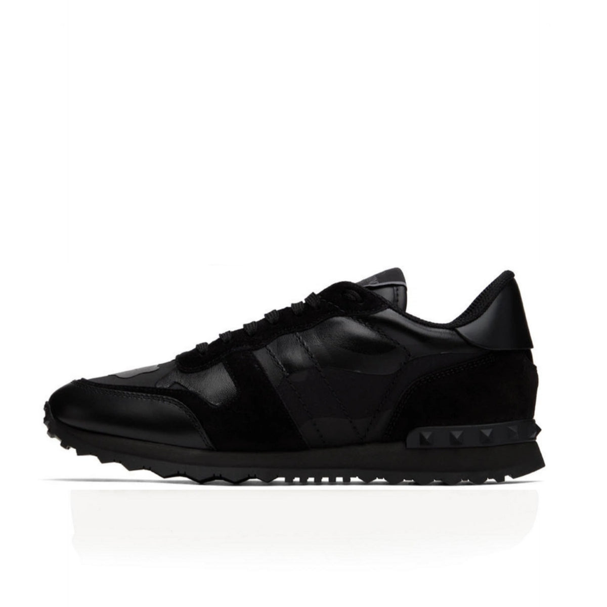 Valentino Garavani Black Rockrunner Low-Top Sneakers