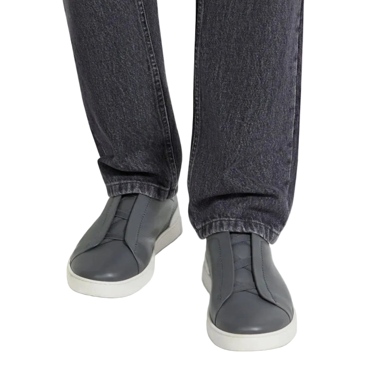 ZEGNA triple stitch leather sneakers