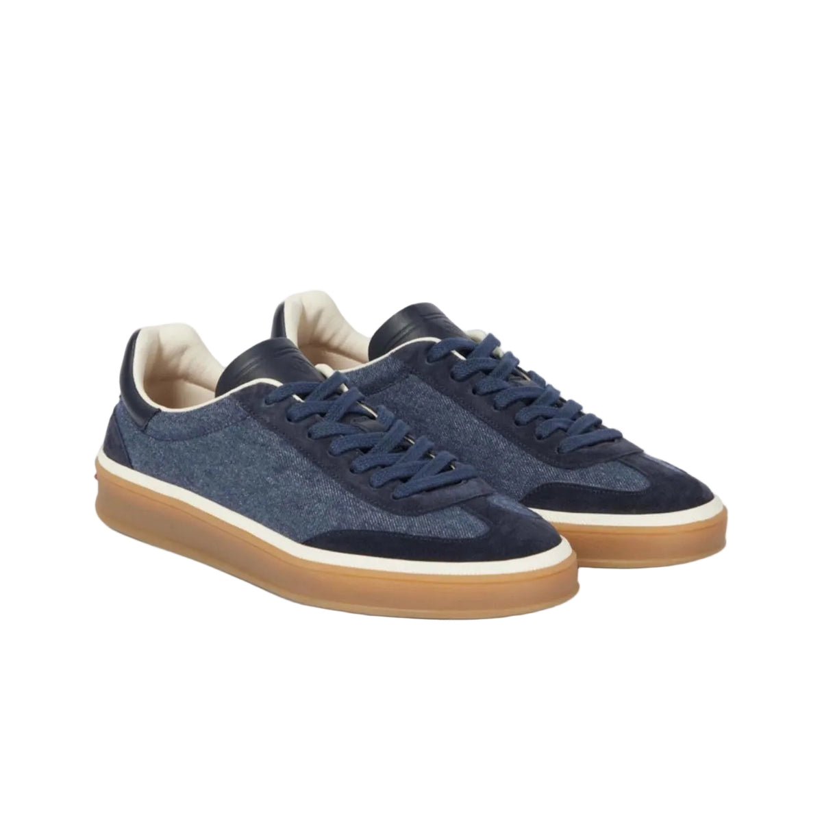 Loro Piana Tennis Walk suede-trimmed denim sneakers