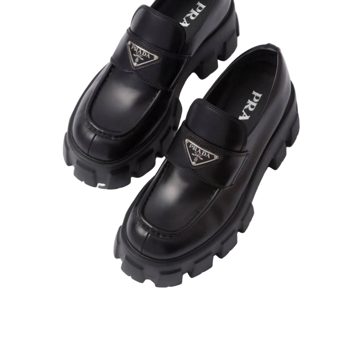 Prada monolith brushed leather loafers