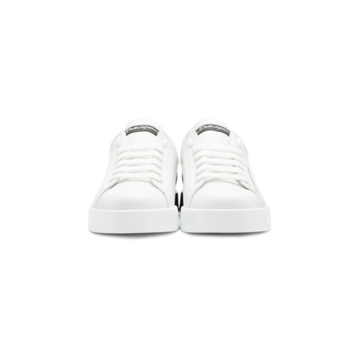 Dolce and Gabbana Men's Portofino Two-tone Leather Sneakers In White and Black