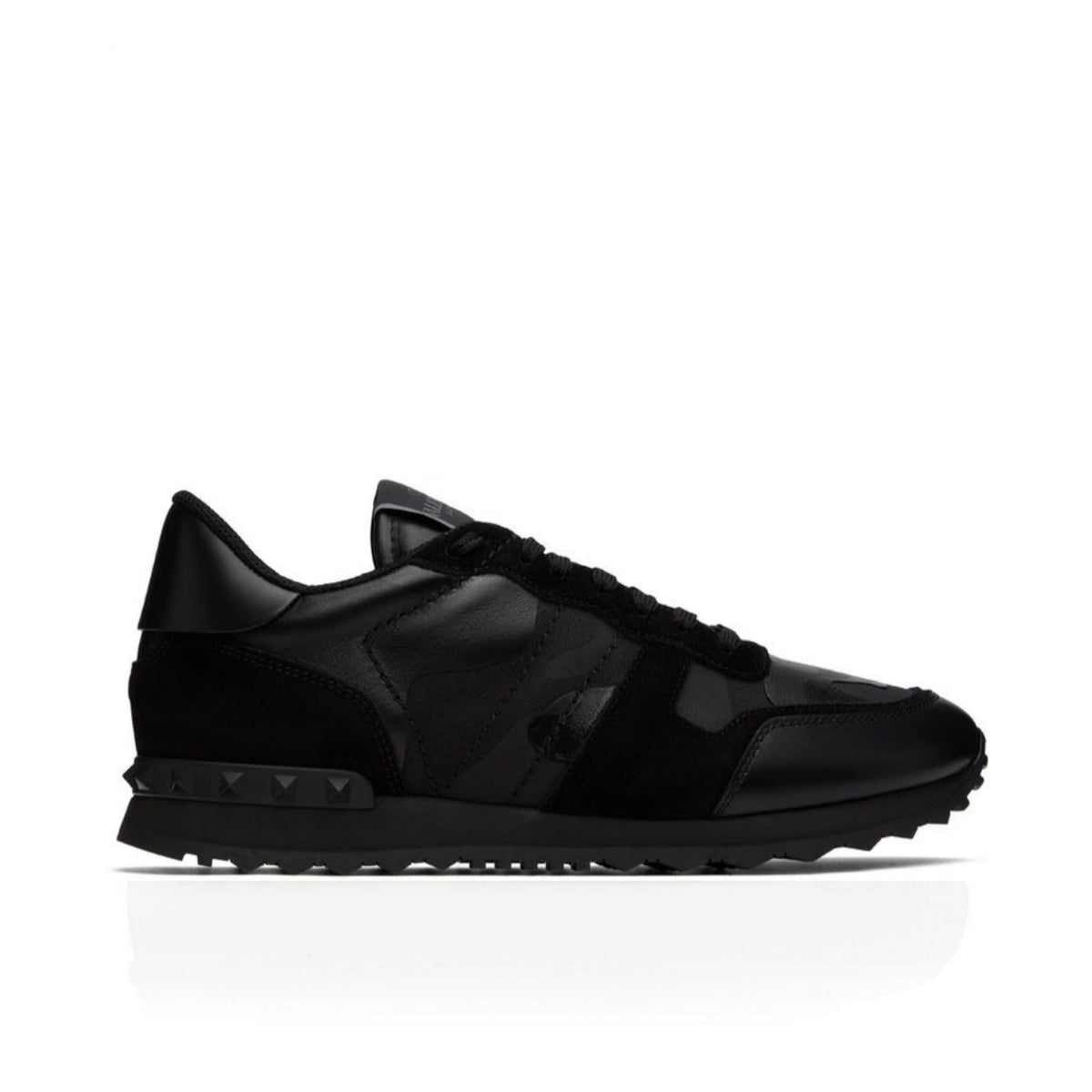Valentino Garavani Black Rockrunner Low-Top Sneakers