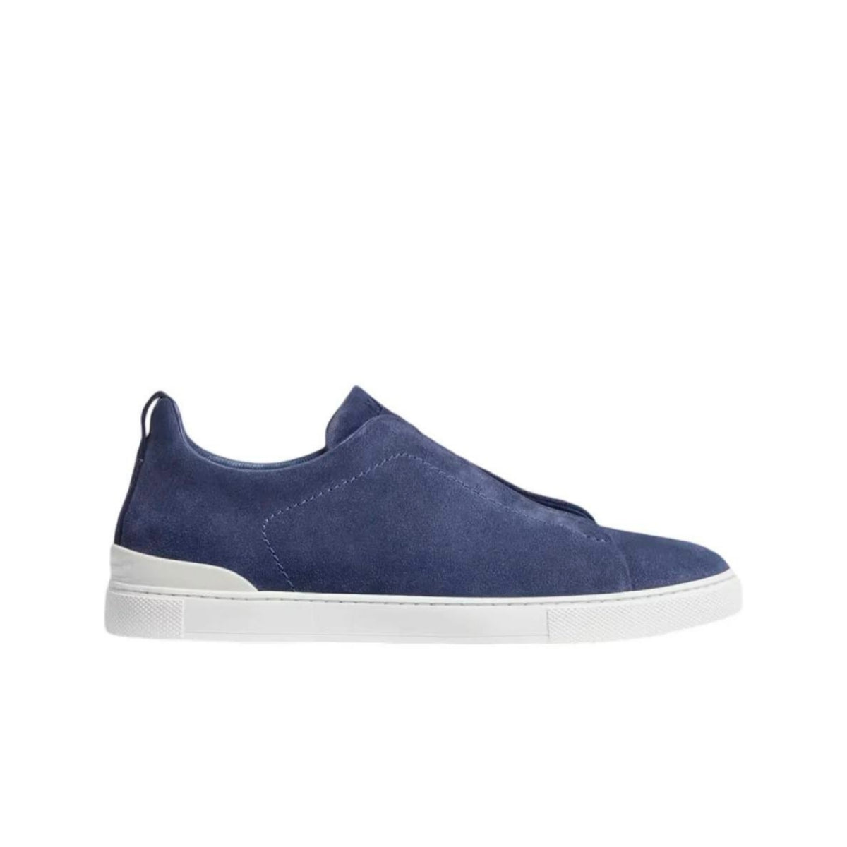 Zegna Utility Blue Suede Triple Stitch Sneakers
