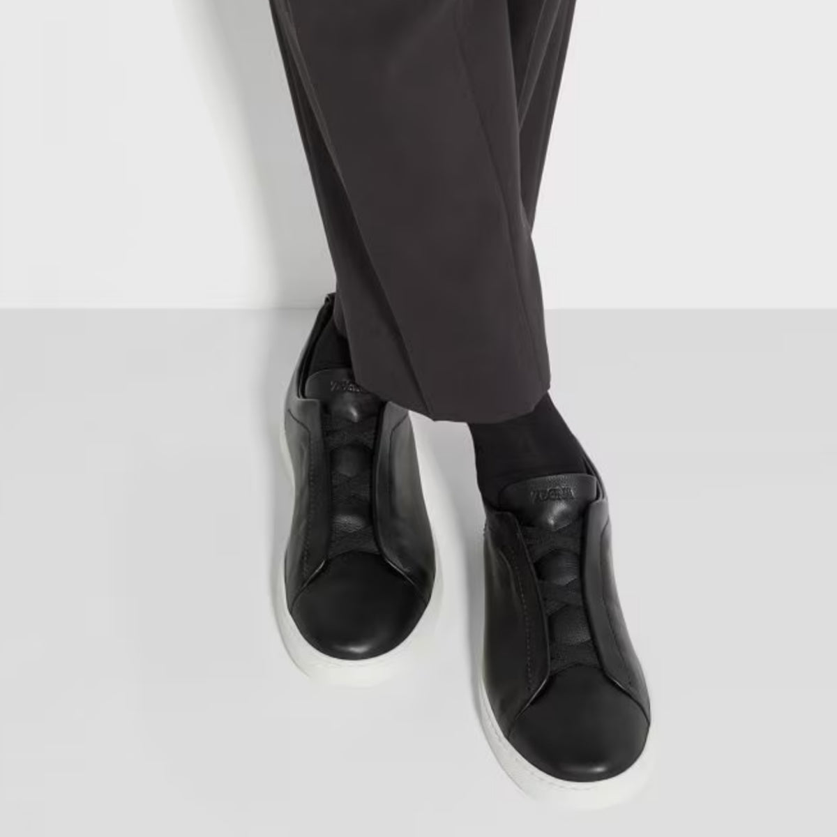 ZEGNA triple stitch leather sneakers