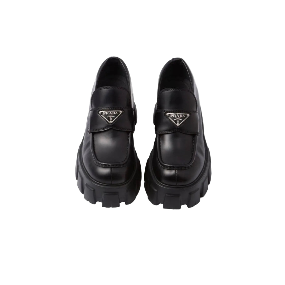 Prada monolith brushed leather loafers