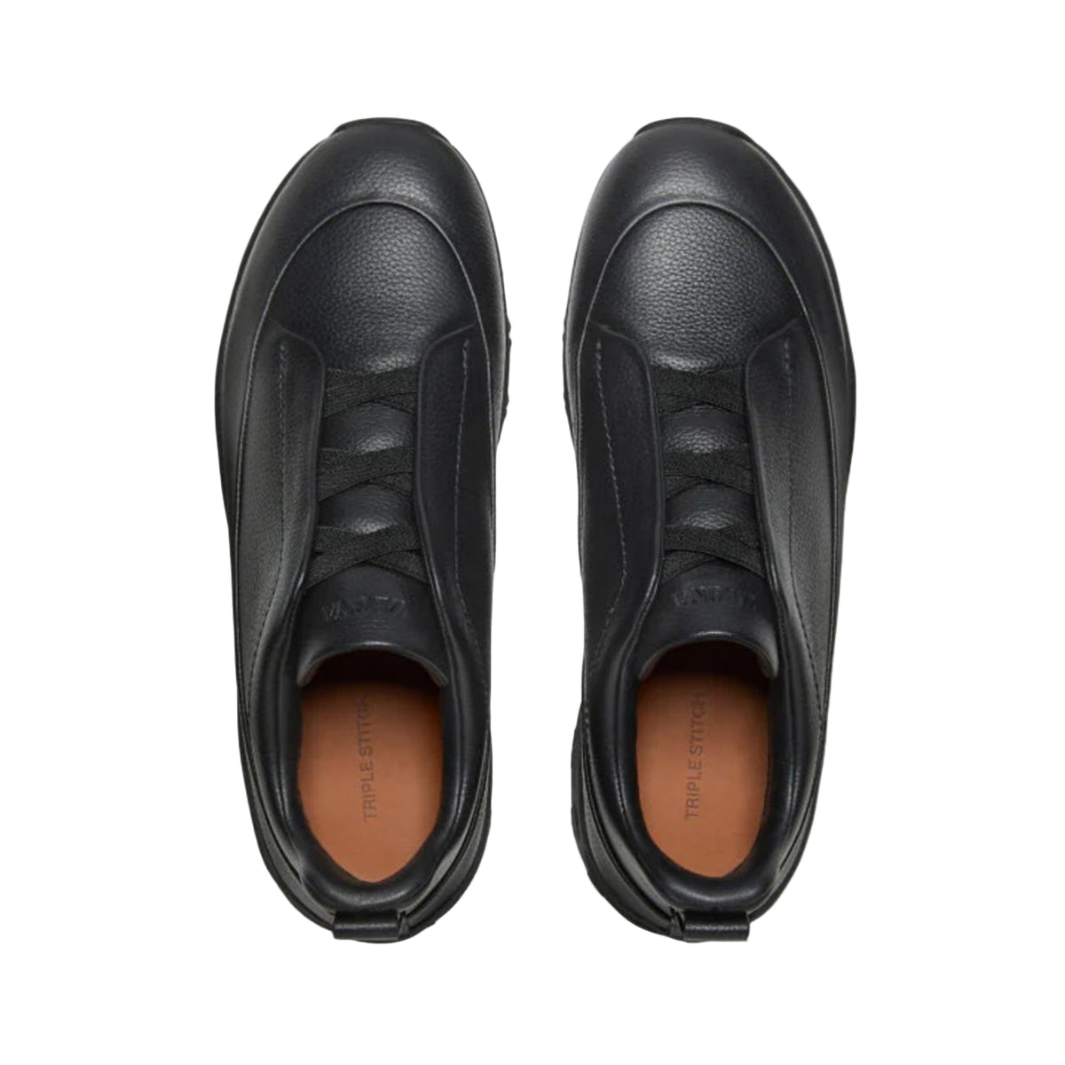 Zegna Black leather triple stitch mont sneakers