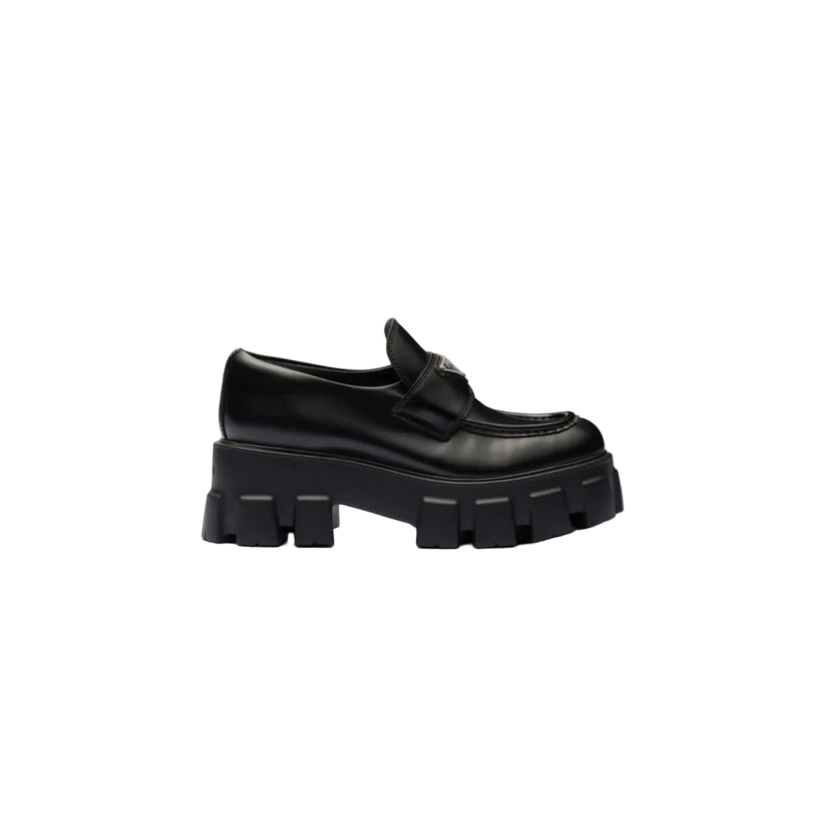 Prada monolith brushed leather loafers