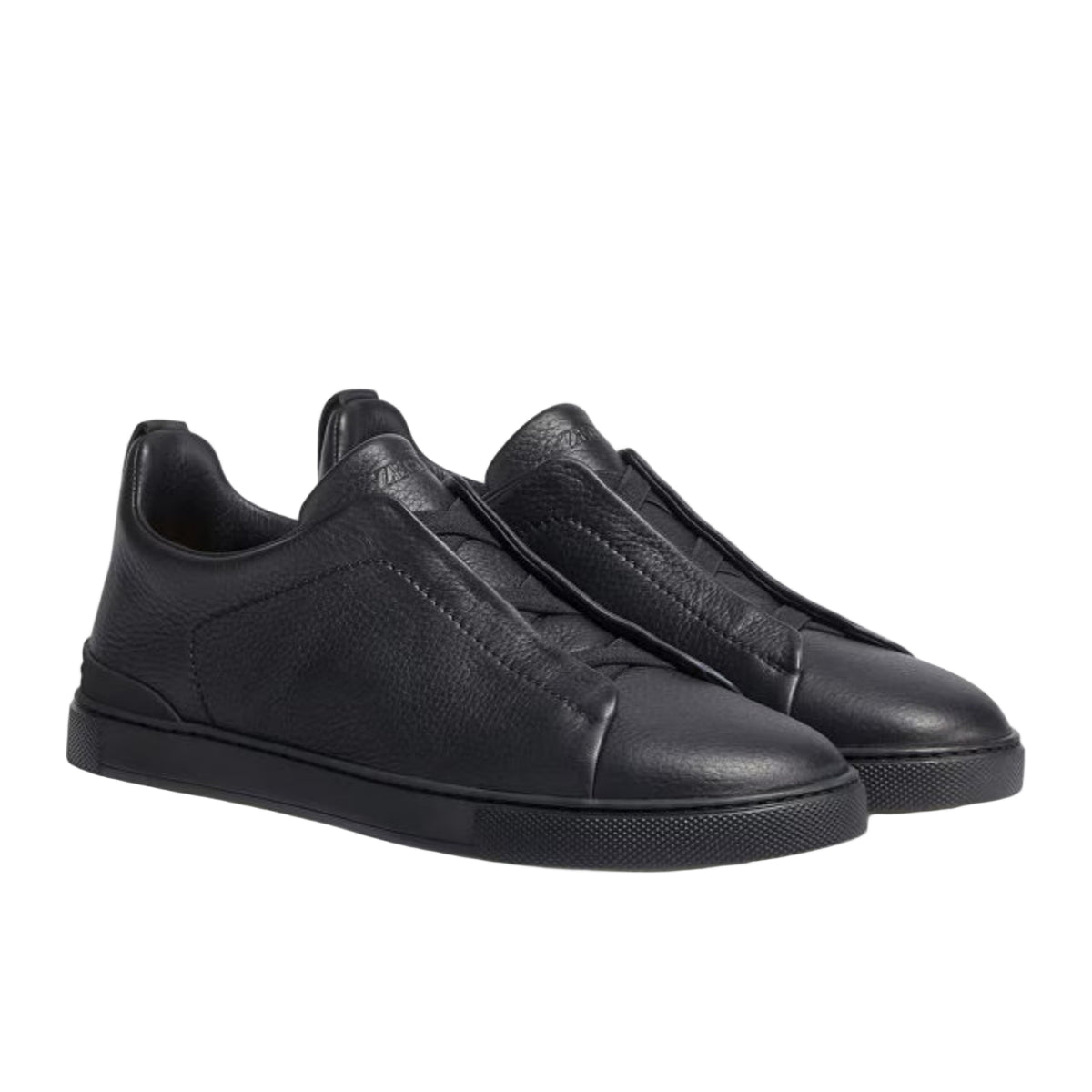 ZEGNA triple stitch leather sneakers