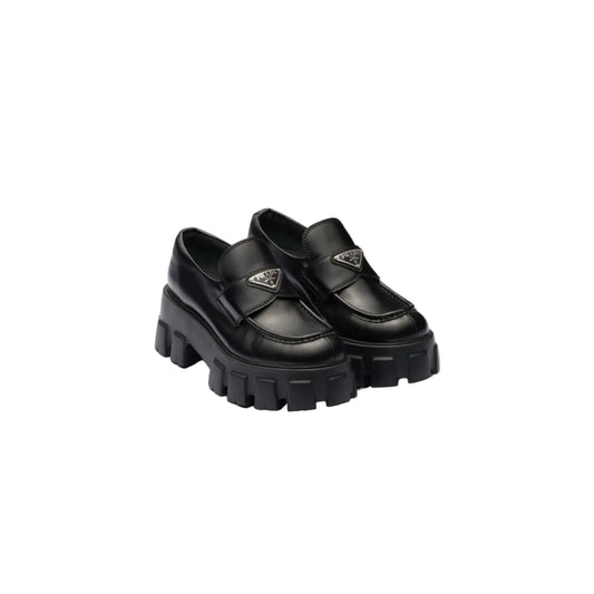 Prada monolith brushed leather loafers