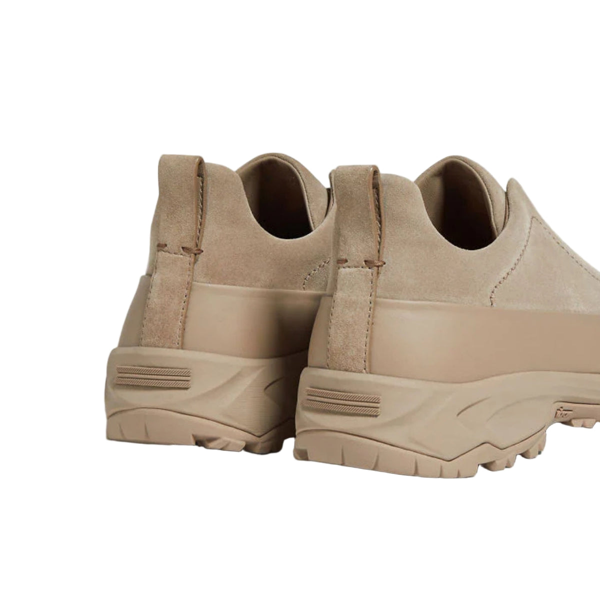 Zegna light taupe leather and suede triple stitch mont sneakers
