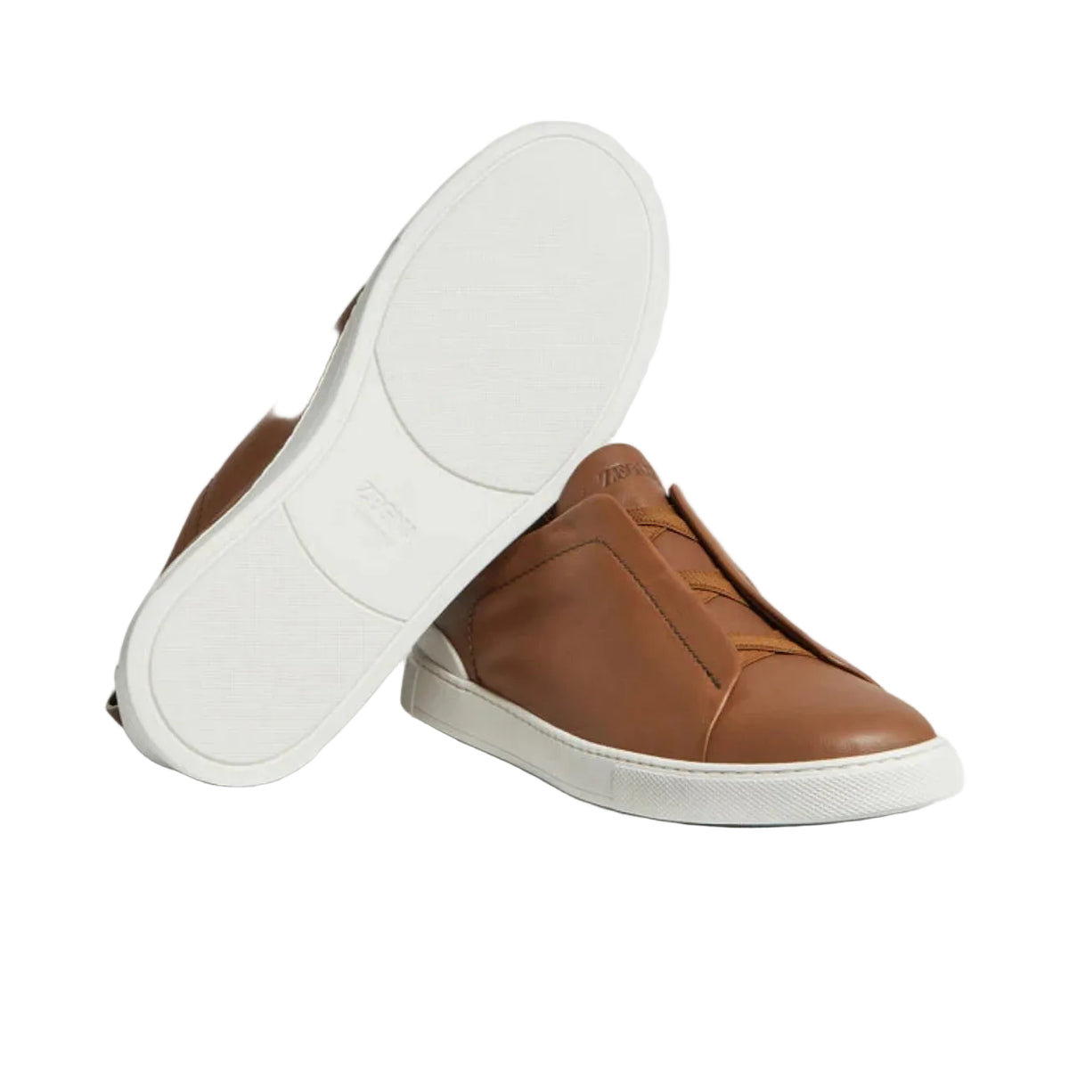 ZEGNA triple stitch leather sneakers