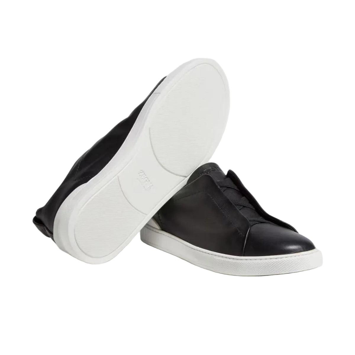ZEGNA triple stitch leather sneakers