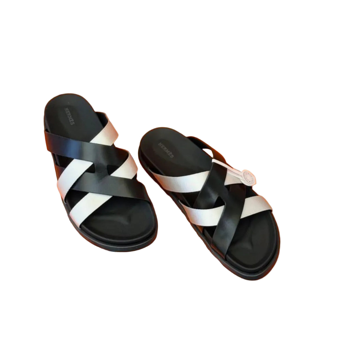 Hermes Men’S Slippers Black /White Outdoor Sandal