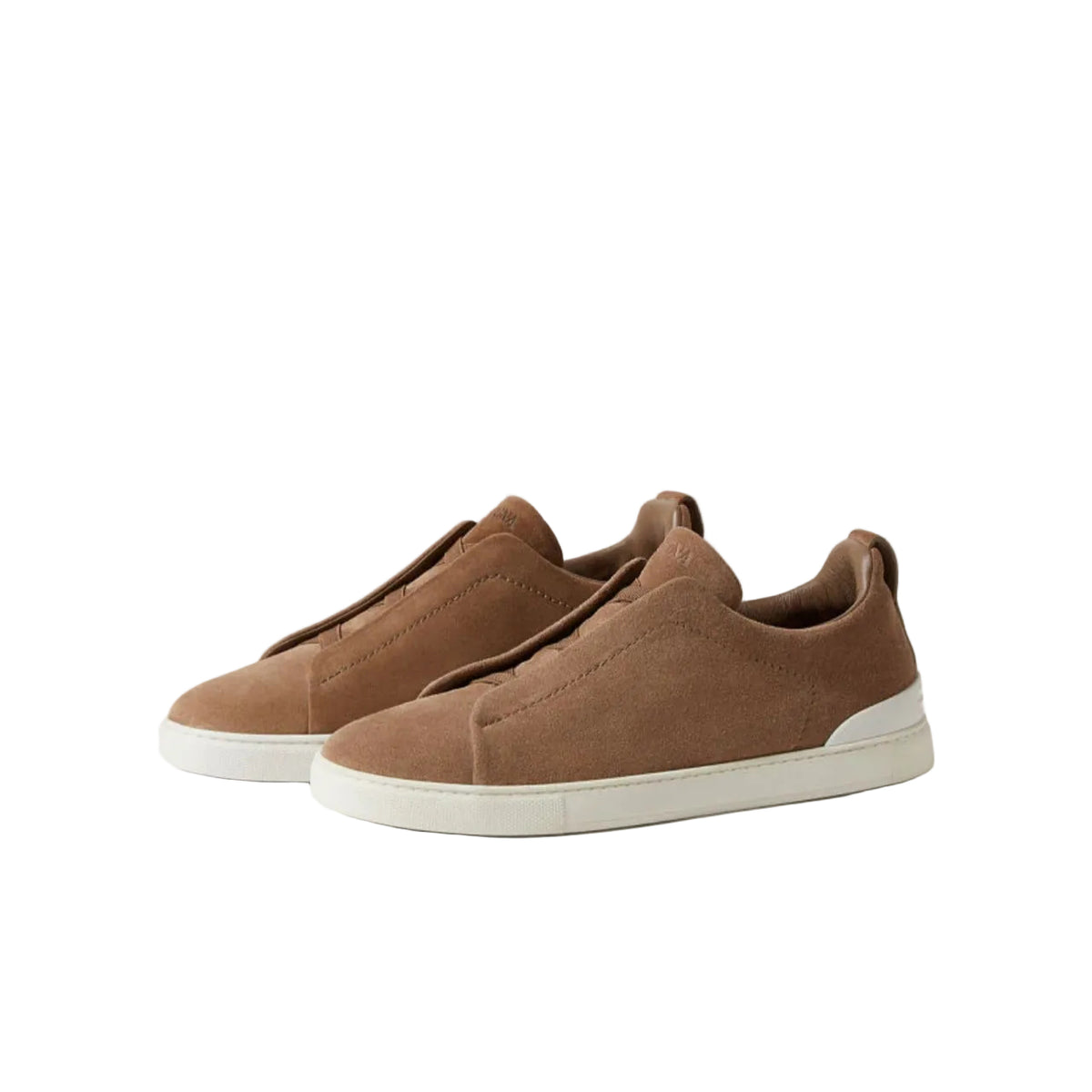 Zegna Dark Beige Suede Triple Stitch Sneakers