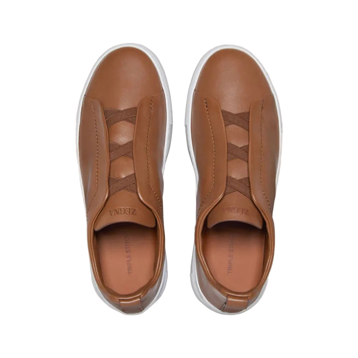 ZEGNA triple stitch leather sneakers