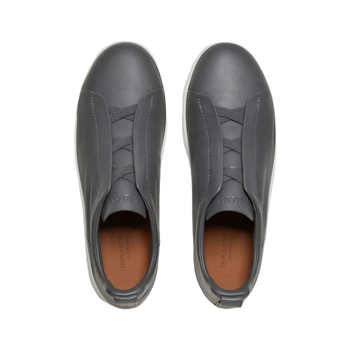 ZEGNA triple stitch leather sneakers