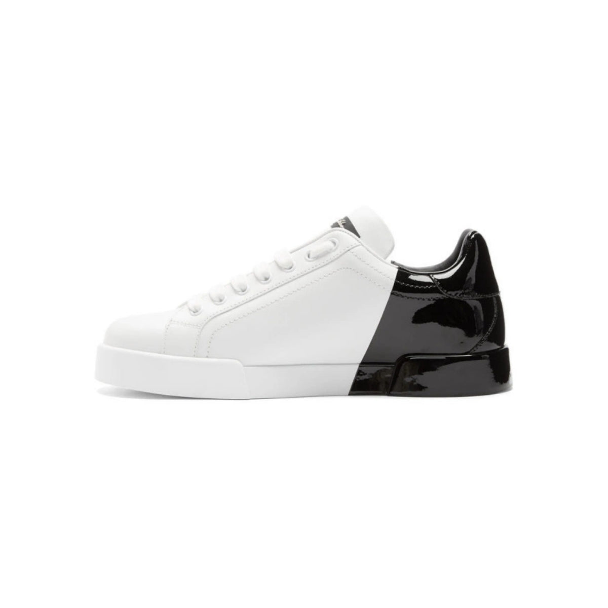 Dolce and Gabbana Men's Portofino Two-tone Leather Sneakers In White and Black