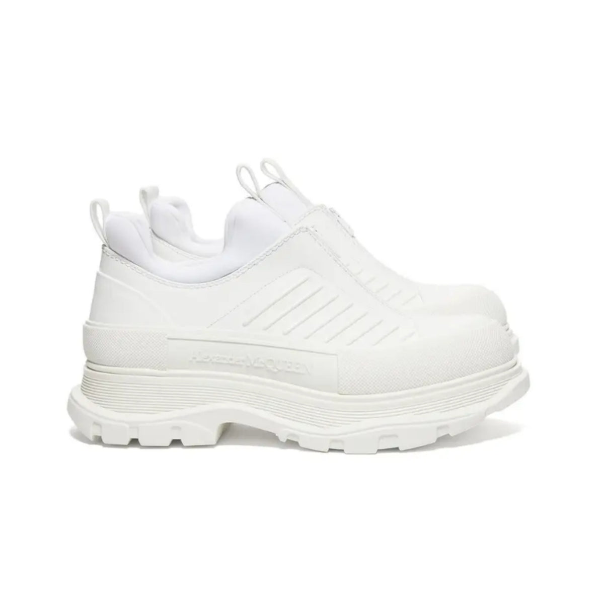 Alexander McQueen White Leather Tread Slick Moto Sneakers