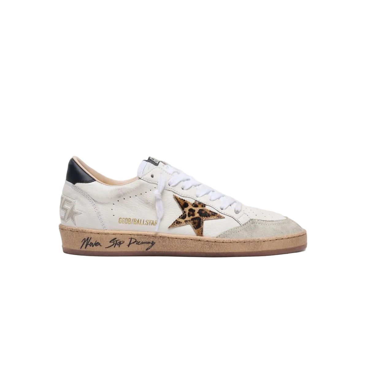 Golden Goose Women's Ball Star with leopard print pony skin star and black heel tab