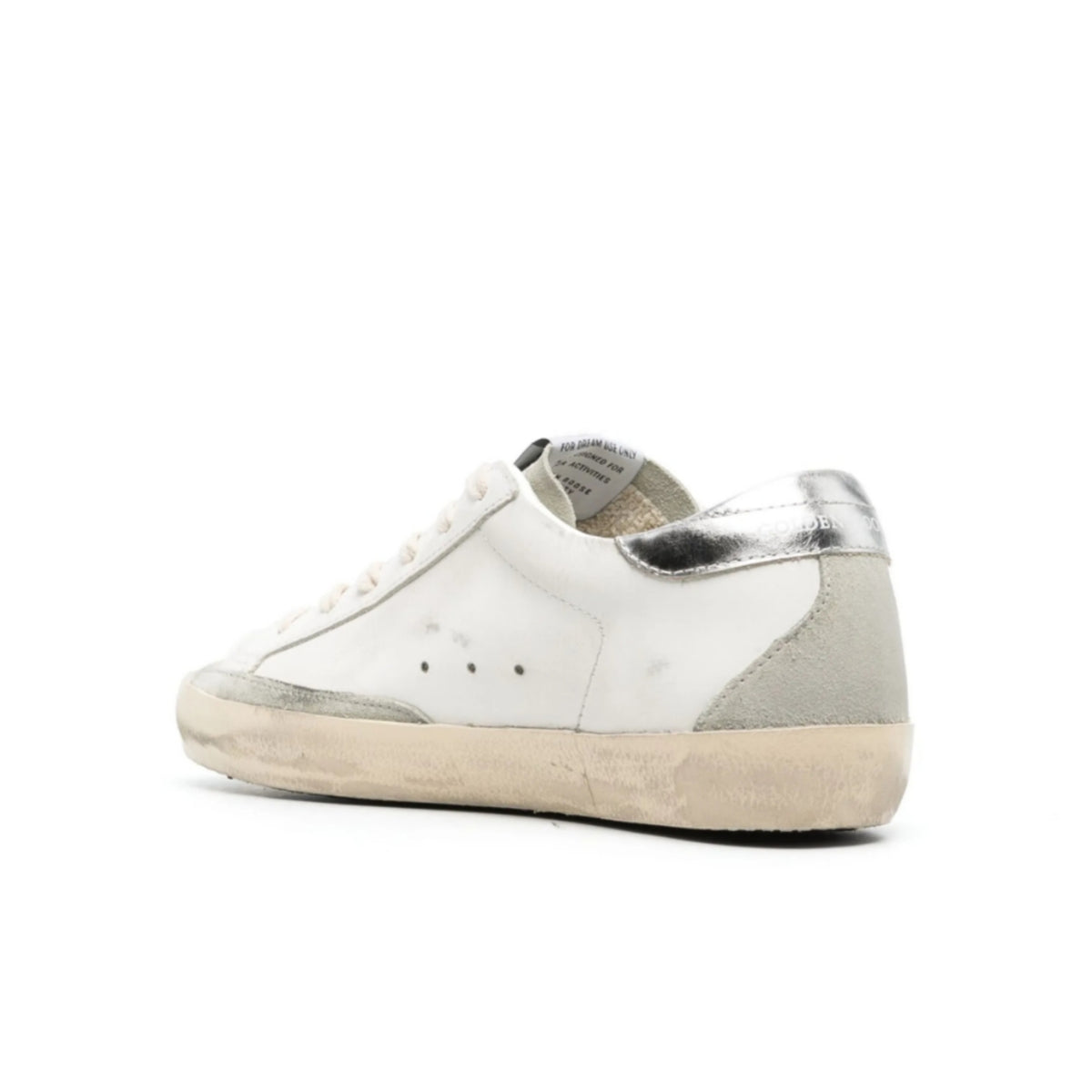 Golden Goose Women's Super-Star with gold glitter star and ice-gray suede inserts