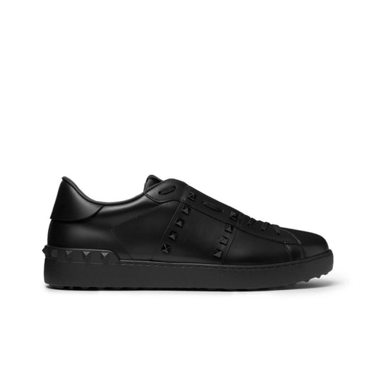 Valentino - Valentino Garavani Open Rockstud Leather Sneakers - Black