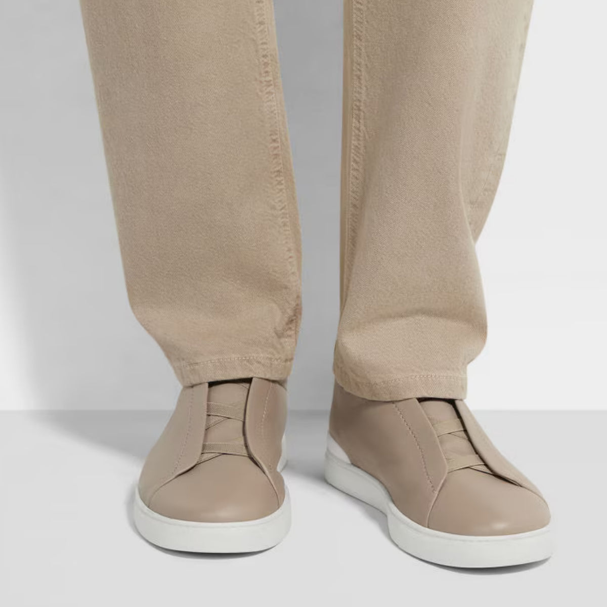 ZEGNA triple stitch leather sneakers
