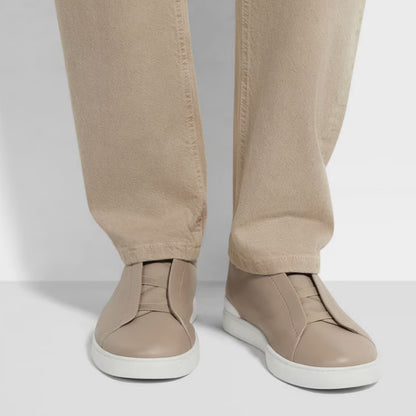 ZEGNA triple stitch leather sneakers