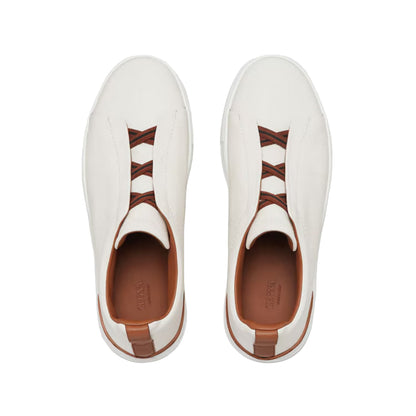 ZEGNA triple stitch leather sneakers