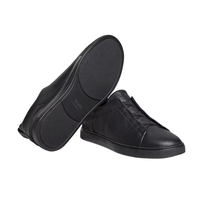 ZEGNA triple stitch leather sneakers