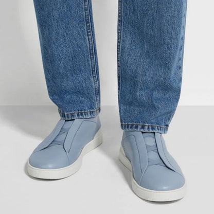 ZEGNA triple stitch leather sneakers