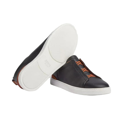 ZEGNA triple stitch leather sneakers