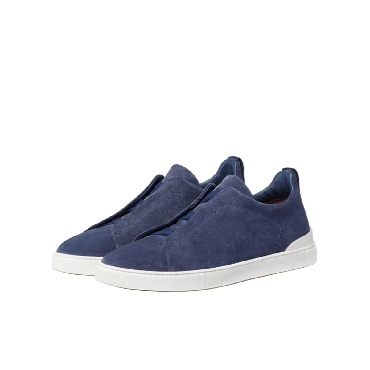 Zegna Utility Blue Suede Triple Stitch Sneakers
