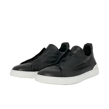 ZEGNA triple stitch leather sneakers