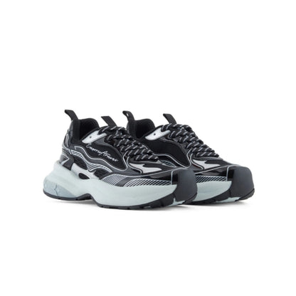Emporio Armani patent- leather  striped sneakers
