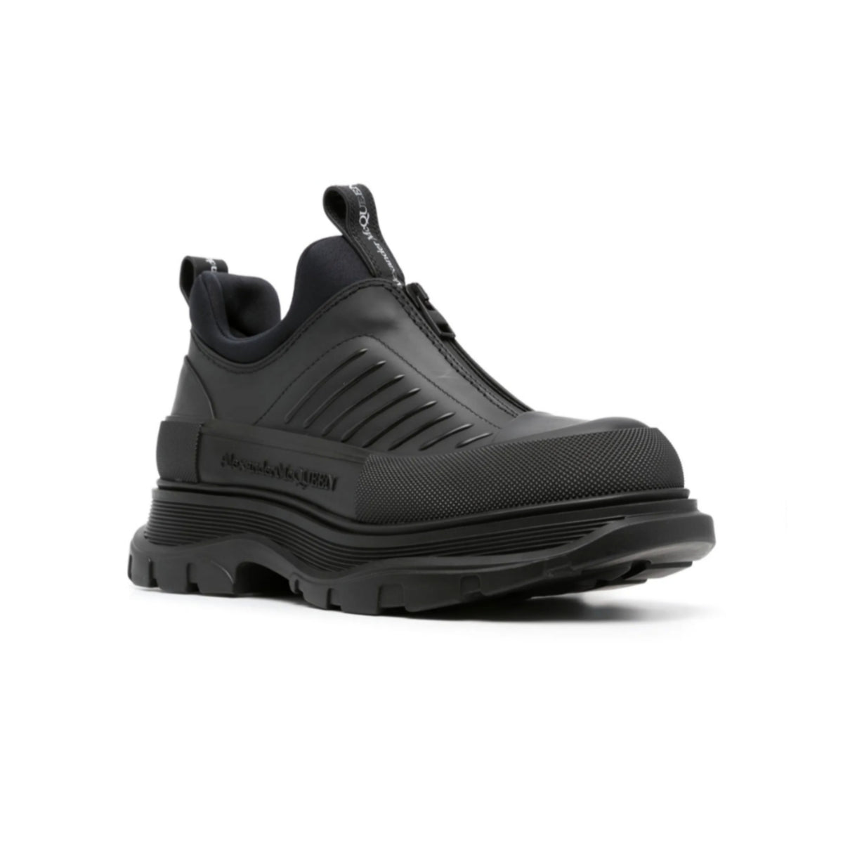 Alexander McQueen Black Leather Tread Slick Moto Sneakers