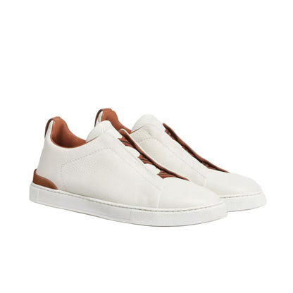 ZEGNA triple stitch leather sneakers