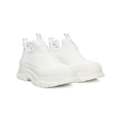 Alexander McQueen White Leather Tread Slick Moto Sneakers