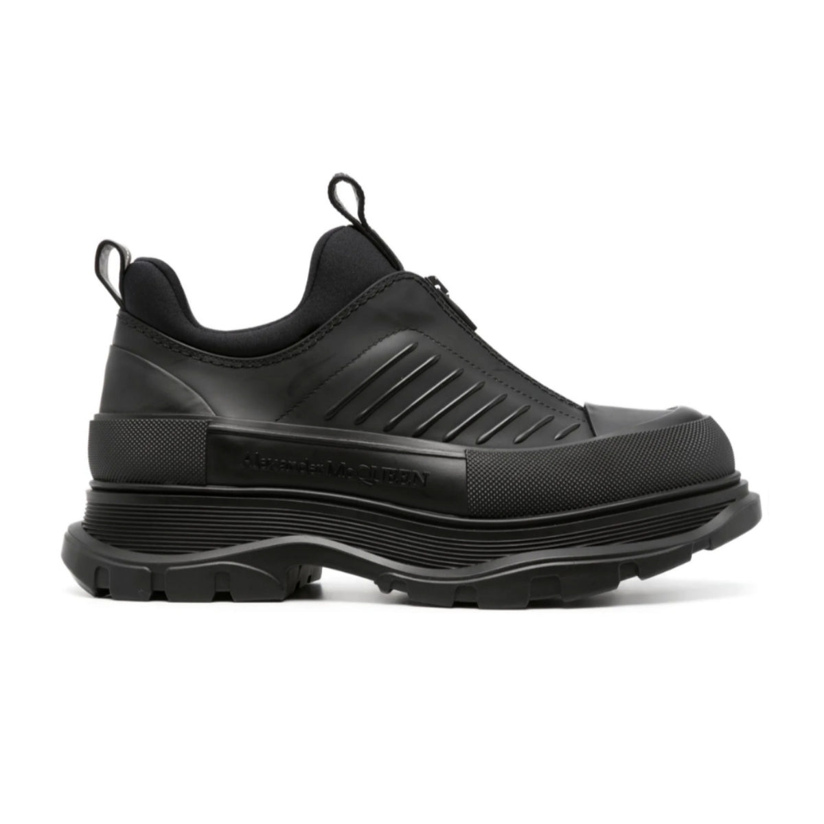 Alexander McQueen Black Leather Tread Slick Moto Sneakers