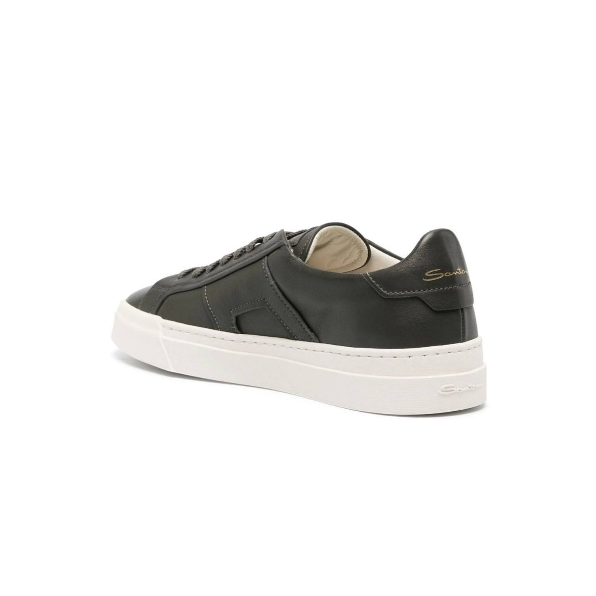 Santoni logo- print contrasting - solo leather sneakers
