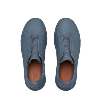 Zegna Low-Top Leather Slip-On Sneakers