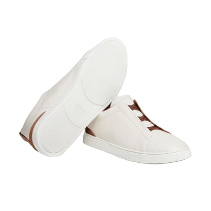 ZEGNA triple stitch leather sneakers