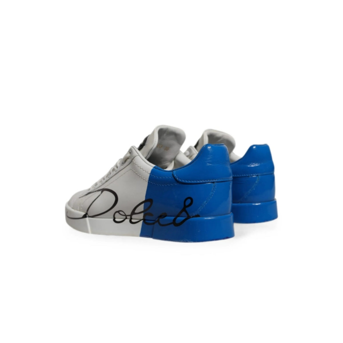 Dolce and Gabbana Men's Portofino Two-tone Leather Sneakers In White and Blue